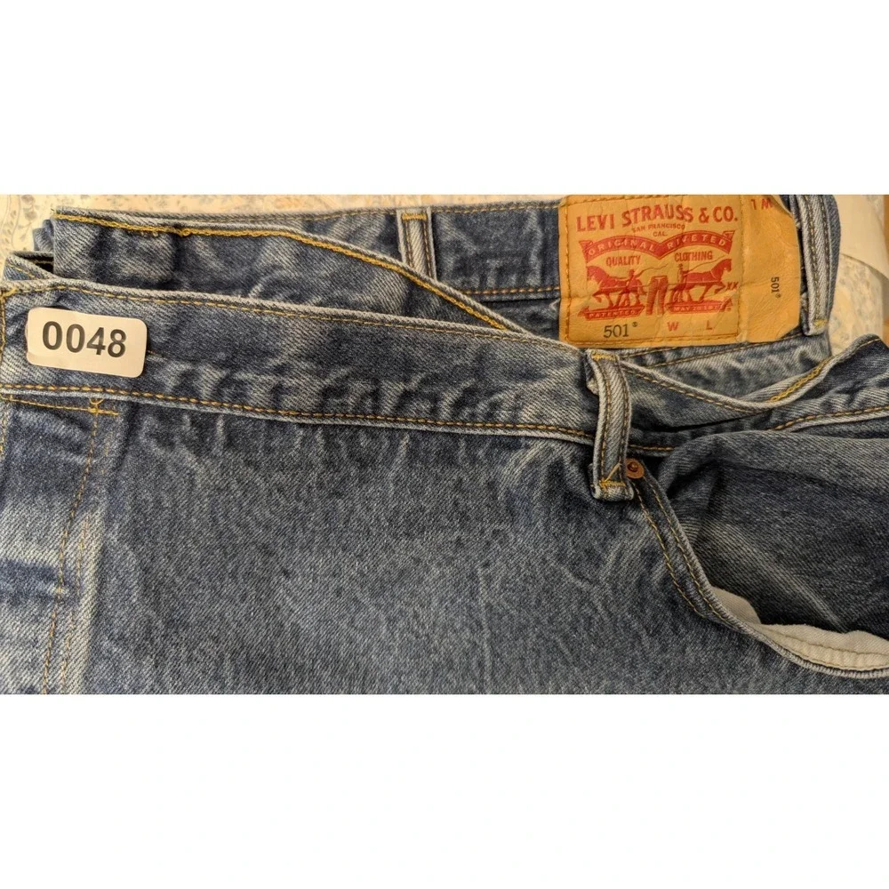 Levis‎ 501 Original Fit Jeans Mens 60x30 Big Tall Button Fly Light Wash Denim